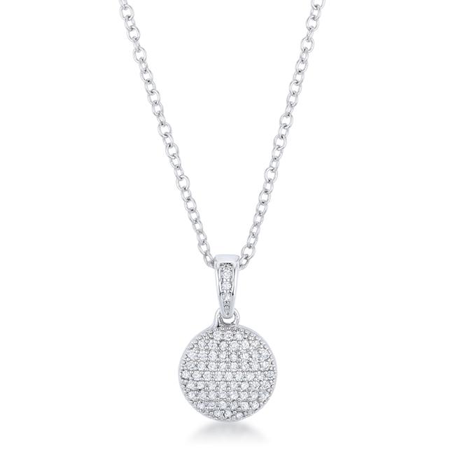 Rhodium Necklace with CZ Disk Pendant Rhodium Necklace with CZ Disk Pendant