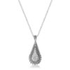 .37 Ct Tear Drop Rhodium Pendant Necklace with CZ