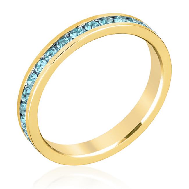 Stylish Stackables Aqua Crystal Gold Ring Stylish Stackables Aqua Crystal Gold Ring