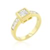 Simple Golden Square Bezel Cubic Zirconia Ring