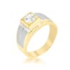 Cubic Zirconia Two-Tone Men's Ring