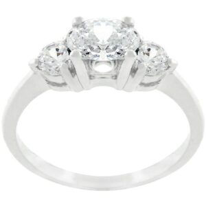 Oval Serenade Triplet Ring in Silvertone Finish