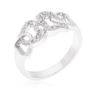 Linked Cubic Zirconia Hearts Ring