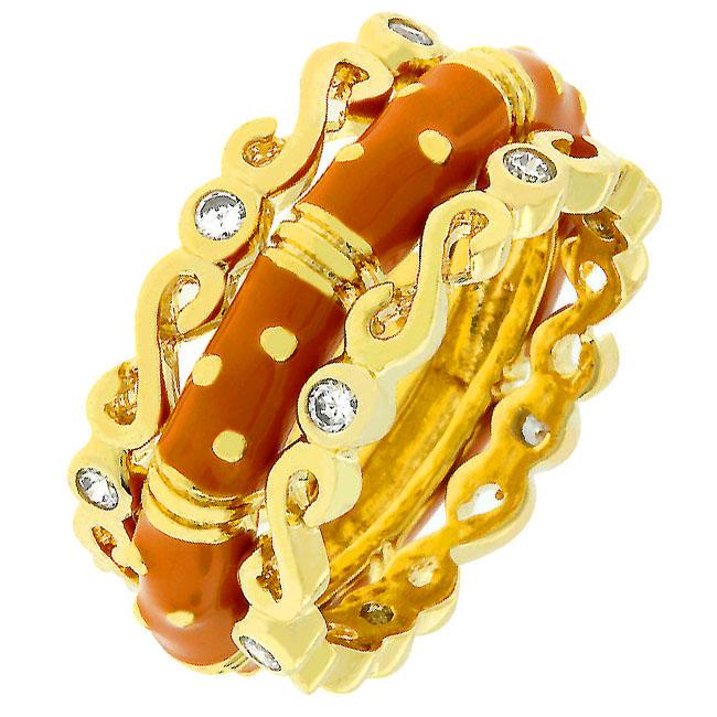 Spotted Orange Enamel Triplet Ring Spotted Orange Enamel Triplet Ring