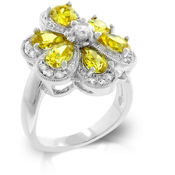 Yellow Cubic Zirconia Daisy Ring Yellow Cubic Zirconia Daisy Ring