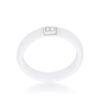 White Ceramic Band Ring With Cubic Zirconia