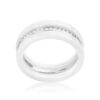 White Ceramic Triplet Ring With Cubic Zirconia