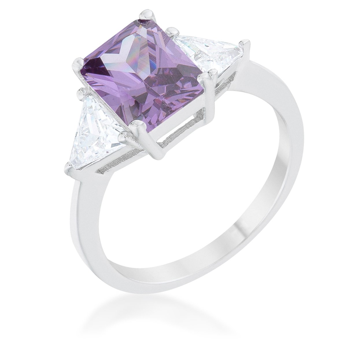 Classic Amethyst Rhodium Engagement Ring Classic Amethyst Rhodium Engagement Ring
