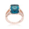 Rema 8.6ct Aqua CZ Rose Gold Emerald Classic Cocktail Ring