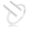 Sharna 12ct CZ Rhodium Parallel Contemporary Ring
