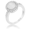 Patricia 0.3ct CZ White Cat's Eye Rhodium Classic Ring