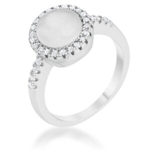 Patricia 0.3ct CZ White Cat's Eye Rhodium Classic Ring