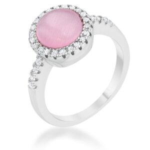 Patricia 0.3ct CZ Pink Cat's Eye Rhodium Classic Ring