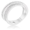 Laurie 0.2ct CZ Rhodium Contemporary Trio Band Ring