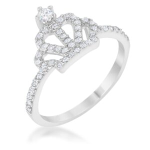Elina 0.36ct CZ Rhodium Simple Crown Ring