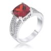 3Ct Elegant Rhodium Plated Criss-Cross Garnet CZ Engagement Ring