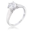 1.56Ct Contemporary Rhodium Plated CZ Solitaire Ring