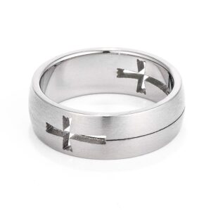 Men's 7MM Laser Cut Cross Stainless Steel Band
