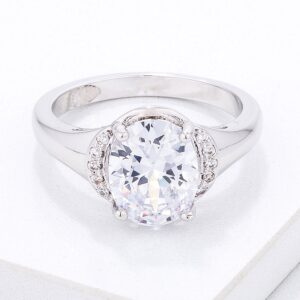 Simple Oval CZ Engagement Style Ring