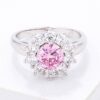 Pink CZ Sunburst Halo Cocktail Ring