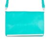 Martha Aqua Leather Purse Clutch With Silver Hardware