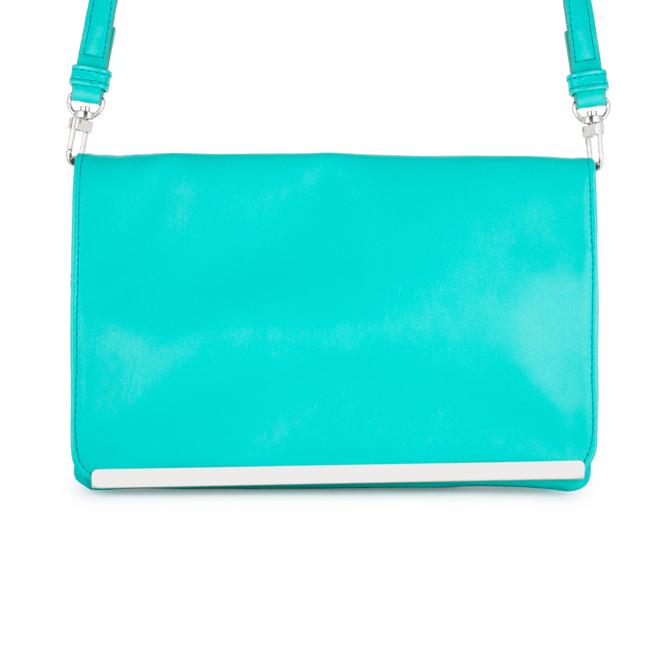 Martha Aqua Leather Purse Clutch With Silver Hardware Martha Aqua Leather Purse Clutch With Silver Hardware