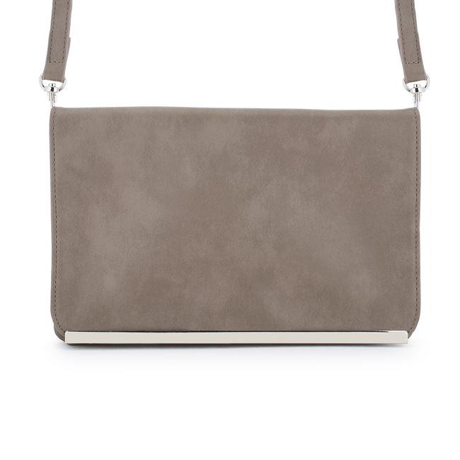 Martha Taupe Faux Leather Purse Clutch With Silver Hardware Martha Taupe Faux Leather Purse Clutch With Silver Hardware