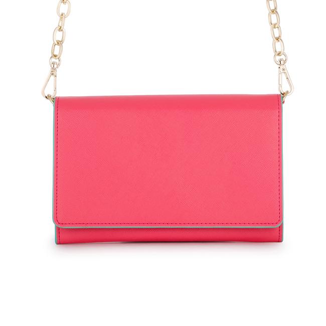 Carly Coral Leather Purse Clutch With Gold Chain Crossbody Carly Coral Leather Purse Clutch With Gold Chain Crossbody