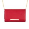 Laney Red Pebbled Faux Leather Clutch With Gold Chain Strap