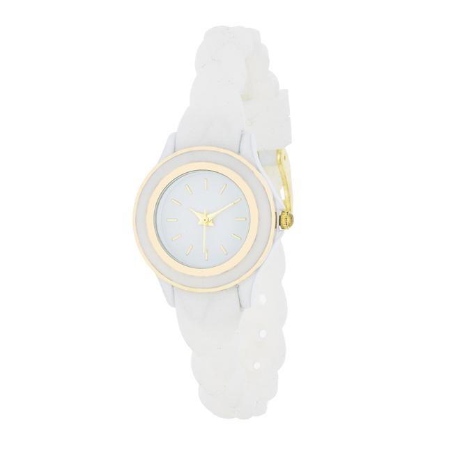 Carmen Braided Ladylike Watch With White Rubber Strap Carmen Braided Ladylike Watch With White Rubber Strap