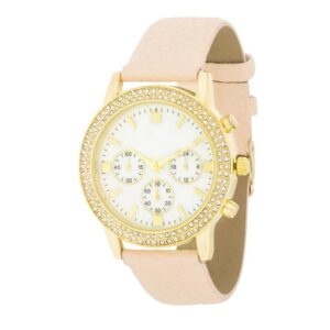 Shell Pearl Dial Watch With Crystals